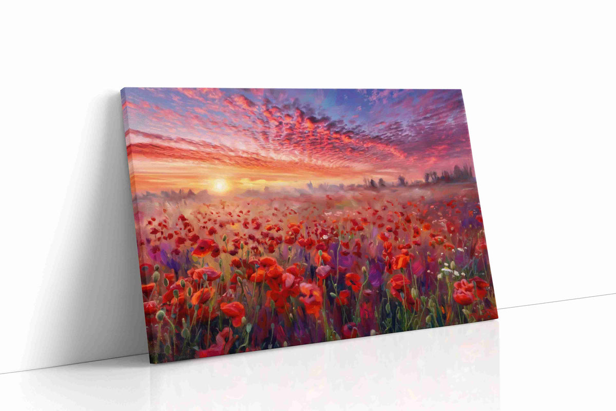 Crimson Reverie at Daybreak poppies canvas print, gallery-wrapped, ready to hang