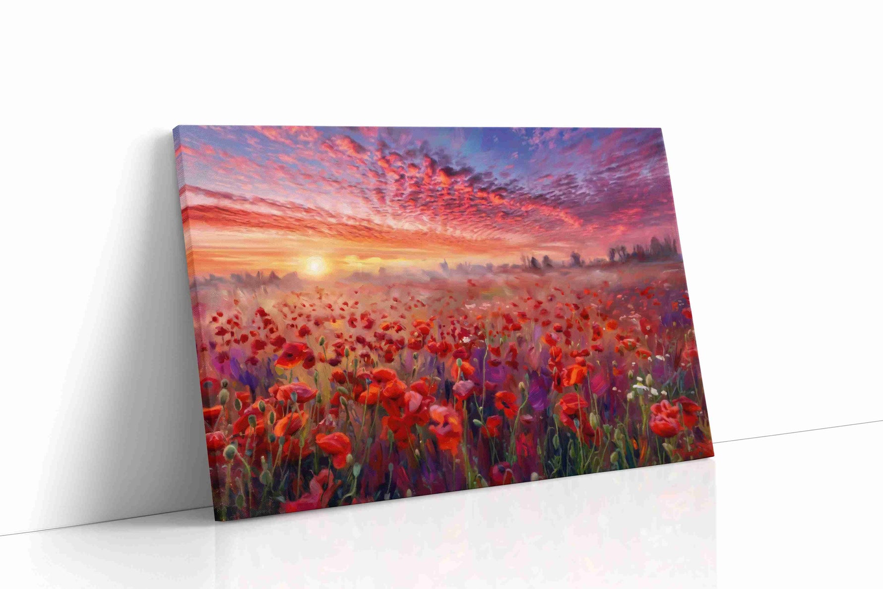 Crimson Reverie at Daybreak poppies canvas print, gallery-wrapped, ready to hang