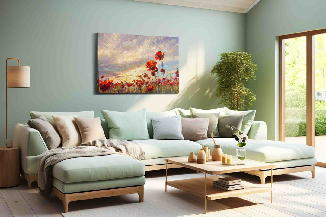 Ember Bloom Horizon II - Poppy Wall Art, Floral Canvas Print, Flower Decor