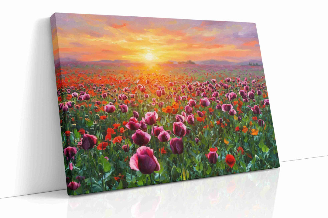 Ember Bloom Horizon III - Poppy Wall Art, Floral Canvas Print, Flower Decor