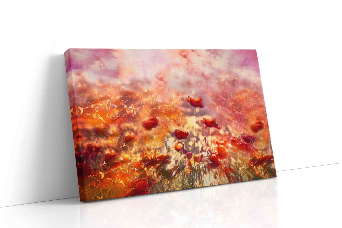 Ember Bloom Reverie II poppies canvas print gallery-wrapped landscape canvas studio shot