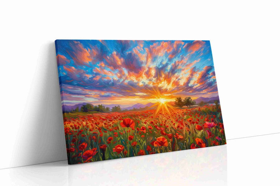 Ember Sky Over Poppies II poppies canvas print, gallery-wrapped, ready to hang