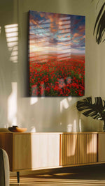 Ember Sky Poppy Reverie poppies canvas print, on wall, lifestyle preview