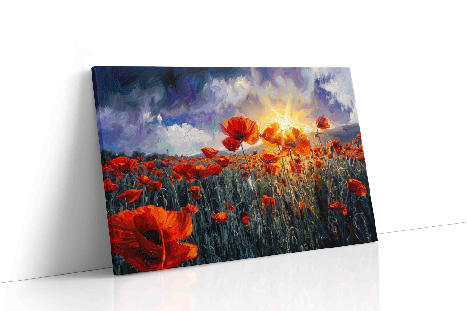 Embers Beneath the Storm poppies canvas print, gallery-wrapped, ready to hang