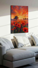 Emberwind Poppy Reverie poppies canvas print, displayed in a living room