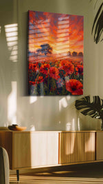 Emberwind Poppy Reverie poppies canvas print, on wall, lifestyle preview