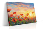 Poppies Beneath a Painted Dawn - Poppy Wall Art, Floral Canvas Print, Flower Decor