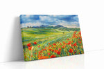 Poppies Beneath the Tuscan Storm poppies canvas print gallery-wrapped landscape canvas studio shot