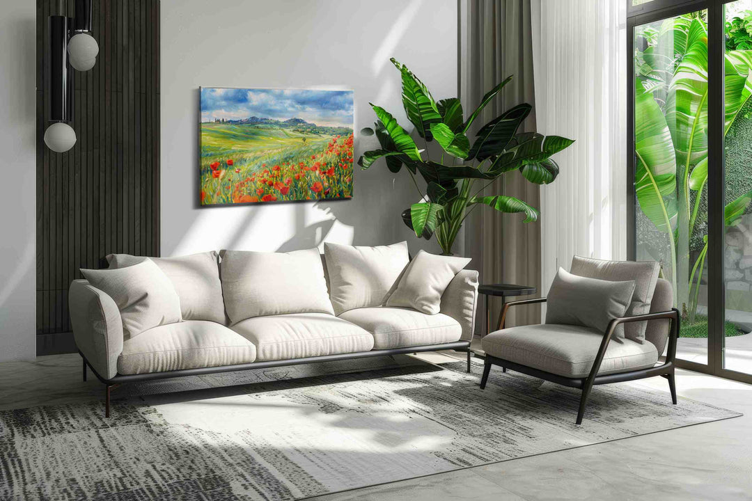 Poppies Beneath the Tuscan Storm - Poppy Wall Art, Floral Canvas Print, Flower Decor