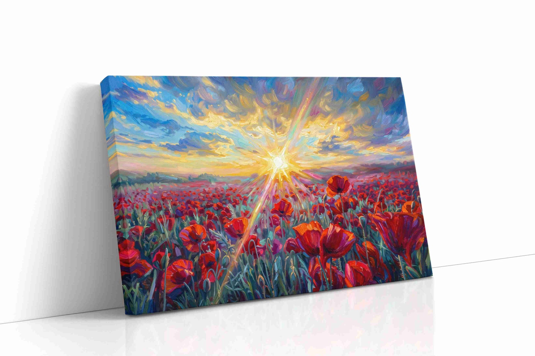 Solar Hymn in Poppies poppies canvas print gallery-wrapped landscape canvas studio shot