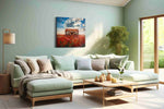 Stormlight Over Poppy House poppies canvas print, hanging on wall