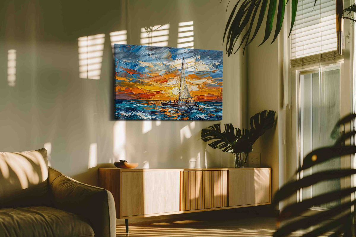 Ember Tide Voyage - Nautical Wall Art, Sailing Canvas Print, Maritime Decor