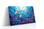 Neon Rays Beneath the Azure sealife canvas print, gallery-wrapped, ready to hang