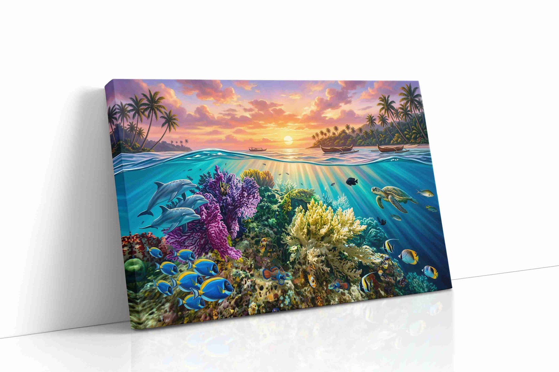 Sunlit Reef Reverie - Sea Life Wall Art, Marine Canvas Print, Ocean Animal Art