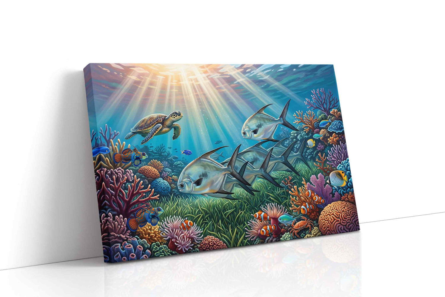 Sunlit Reef Serenade - Sea Life Wall Art, Marine Canvas Print, Ocean Animal Art
