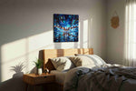 Midnight Surge Ascendant sports canvas print, displayed in a bedroom
