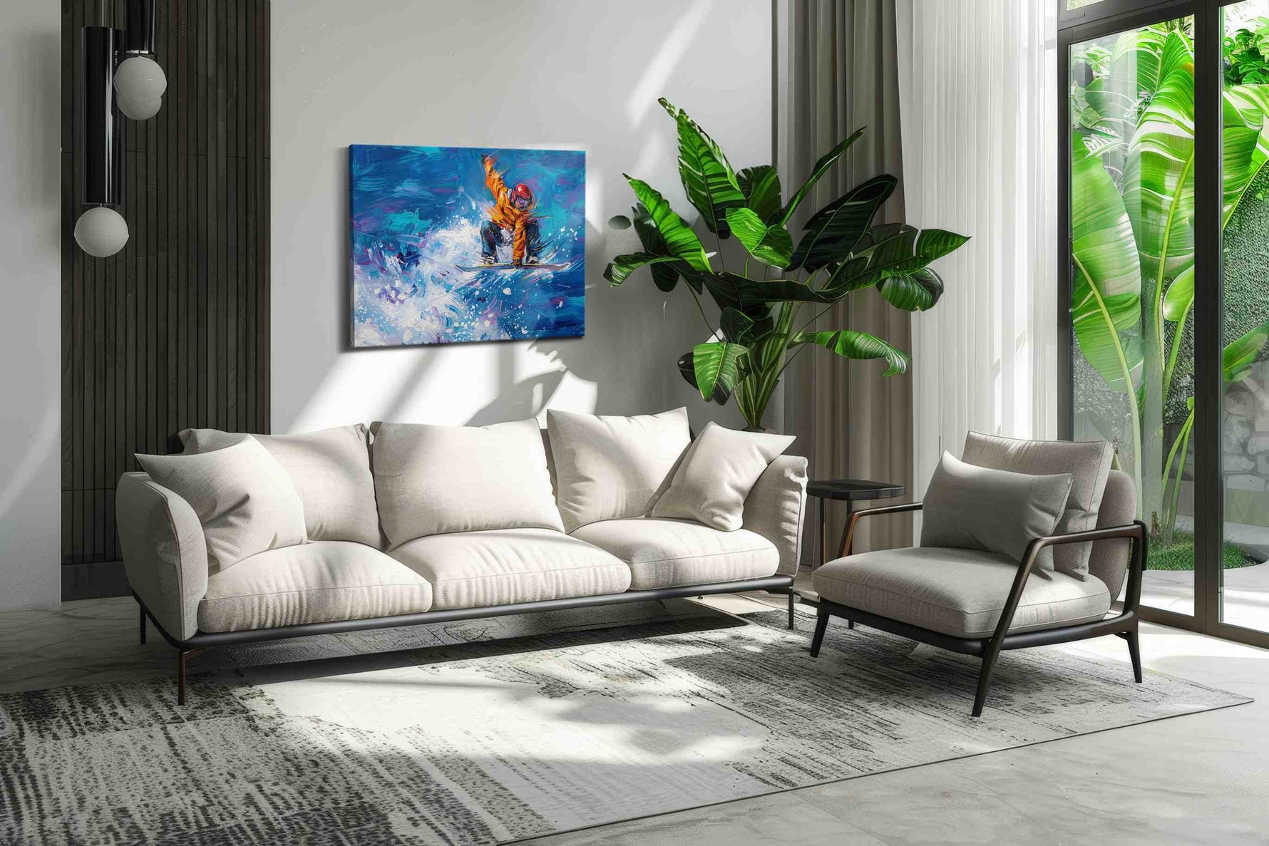 Tangerine Surge sports canvas print, on wall, lifestyle preview