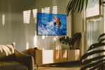 Tangerine Surge sports canvas print in a contemporary interior mockup