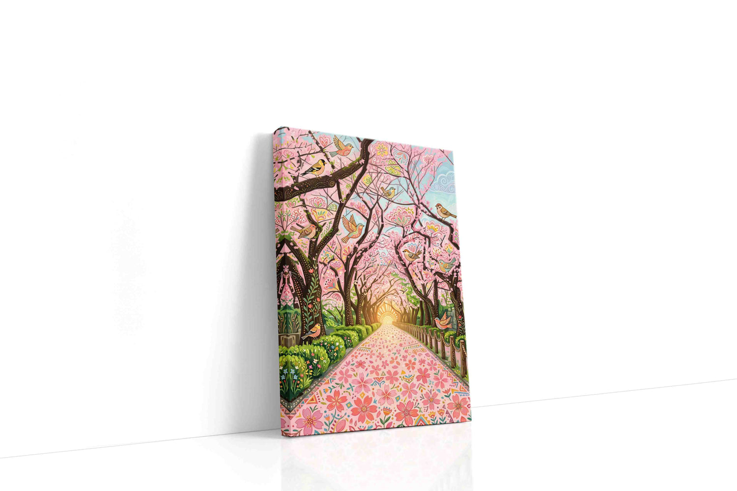 Birdsong Through Blossomlight spring canvas print, gallery-wrapped, ready to hang