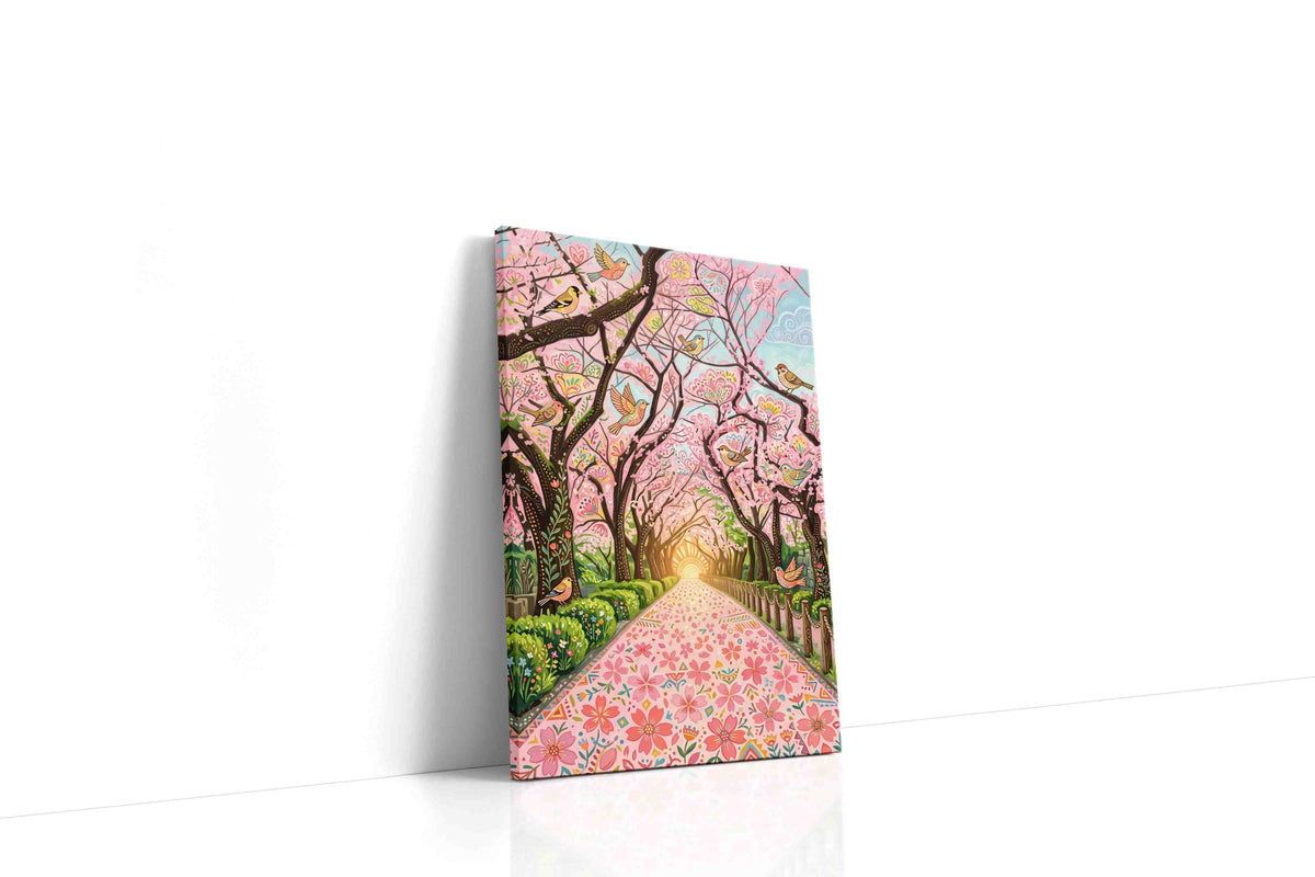 Birdsong Through Blossomlight spring canvas print gallery-wrapped portrait canvas studio shot