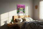 Blossom Canopy Reverie spring canvas print, displayed in a bedroom