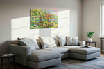 Blossom Pastures at Dawn spring canvas print in a living room scene