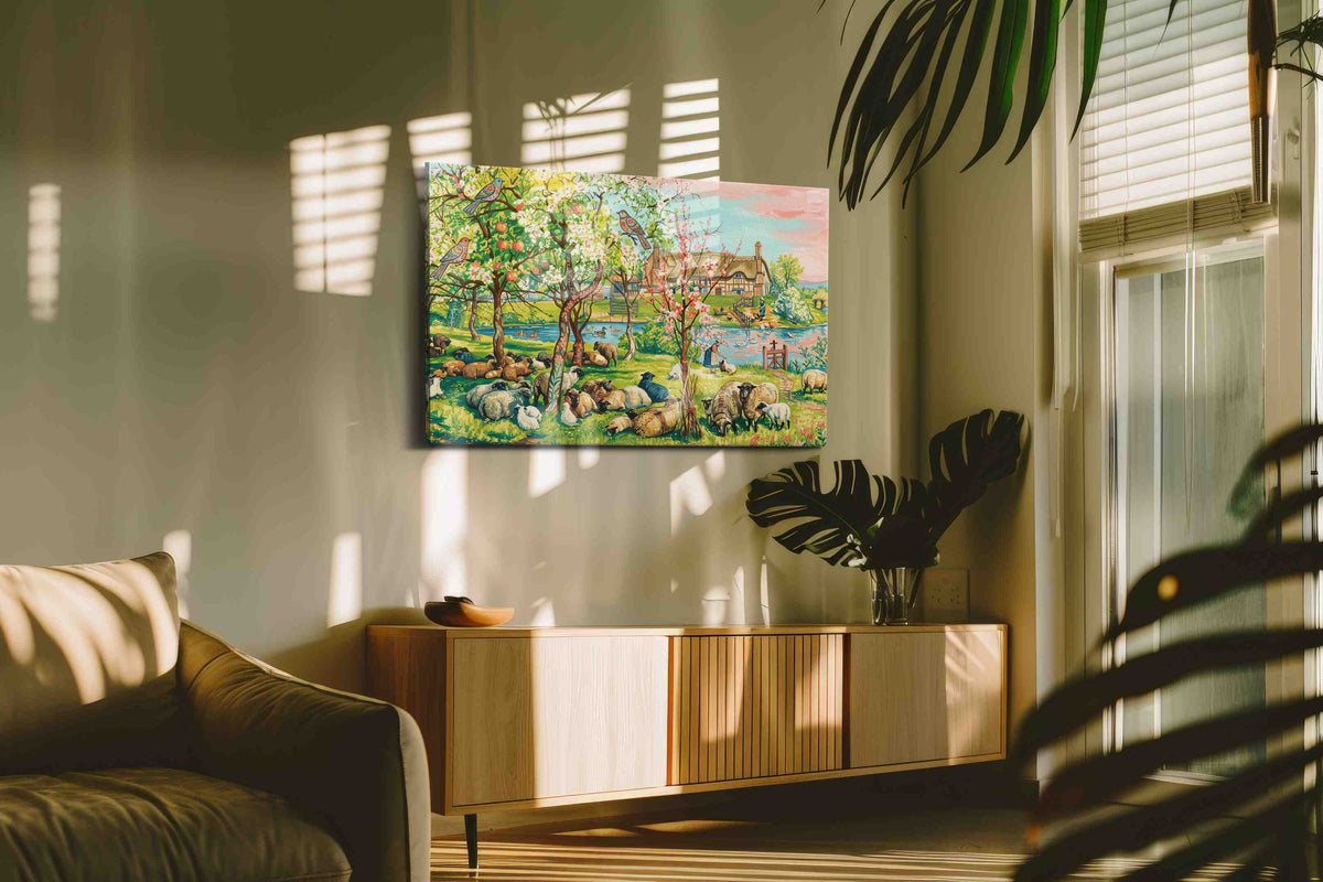 Blossom Pastures at Dawn spring canvas print, on wall, lifestyle preview