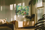 Blush in the Blossom Canopy spring canvas print in a hung canvas mockup