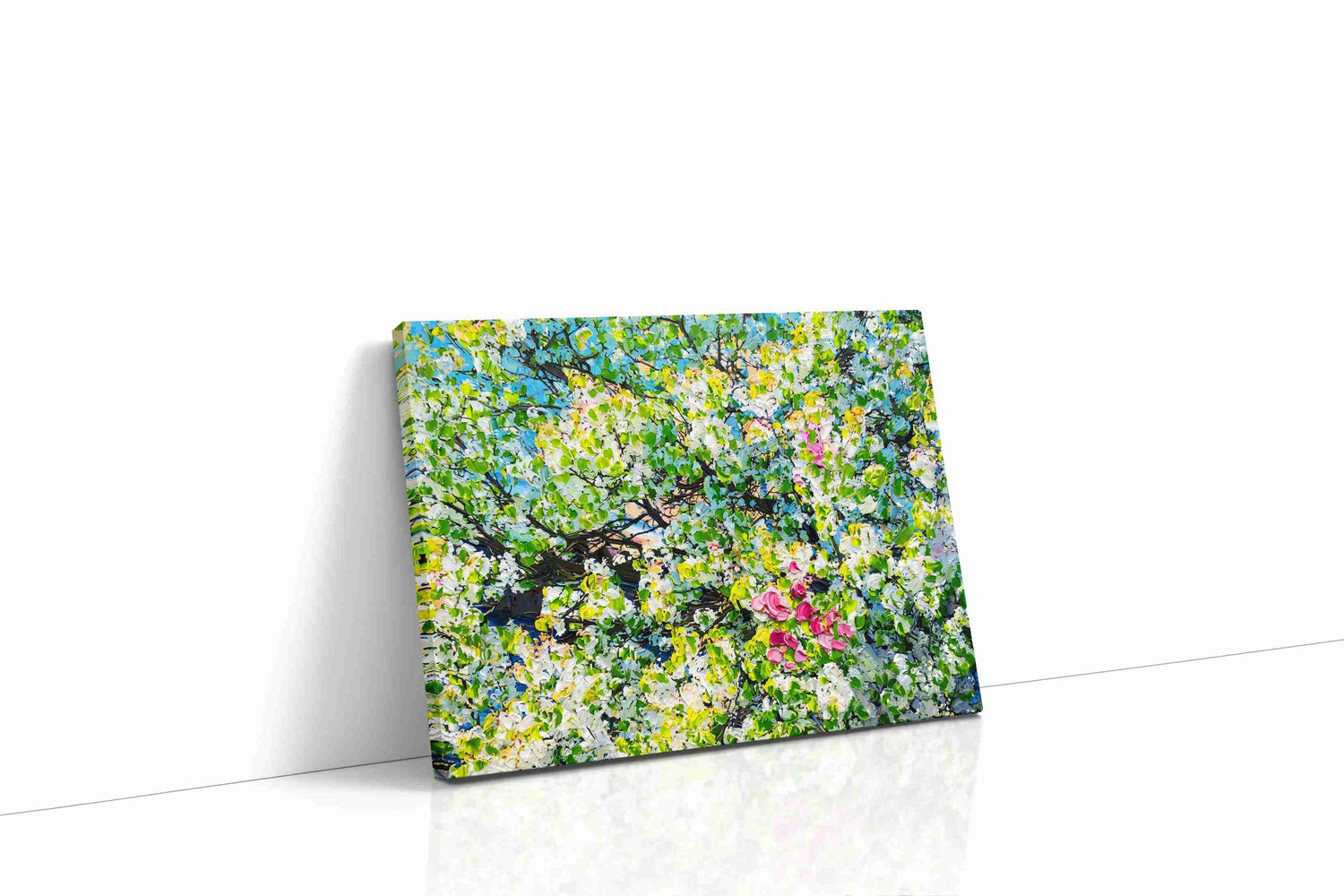 Blush in the Blossom Canopy spring canvas print, gallery-wrapped, ready to hang