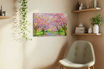 Petal Drift Promenade spring canvas print, displayed in a living room
