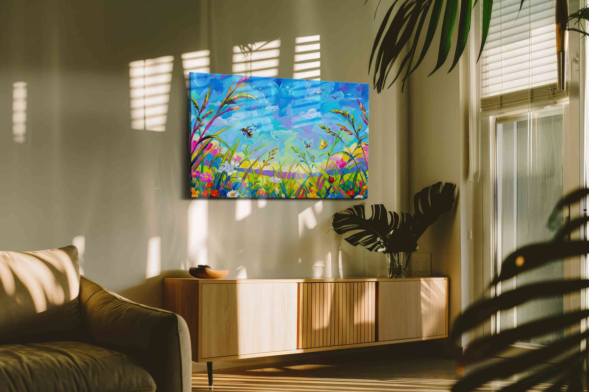 Skydance in Bloom spring canvas print, on wall, lifestyle preview