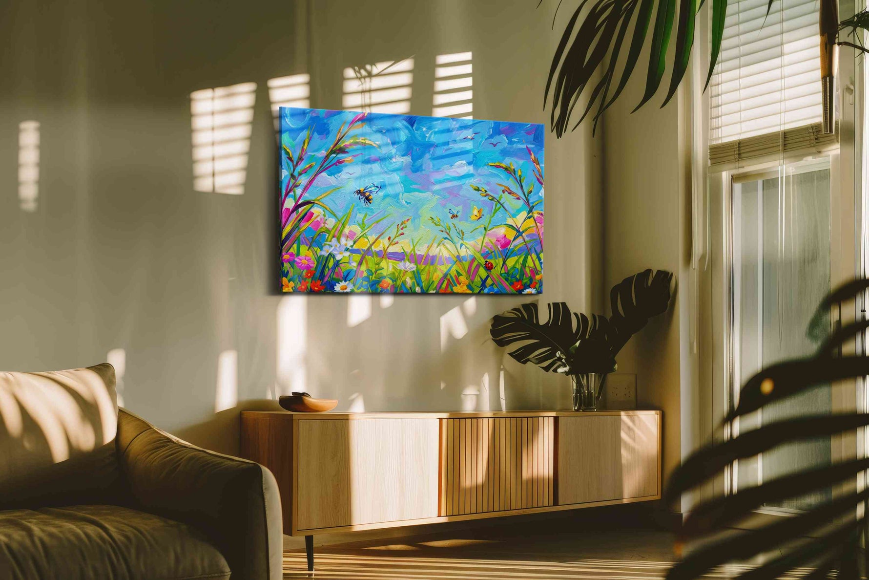 Skydance in Bloom spring canvas print, on wall, lifestyle preview