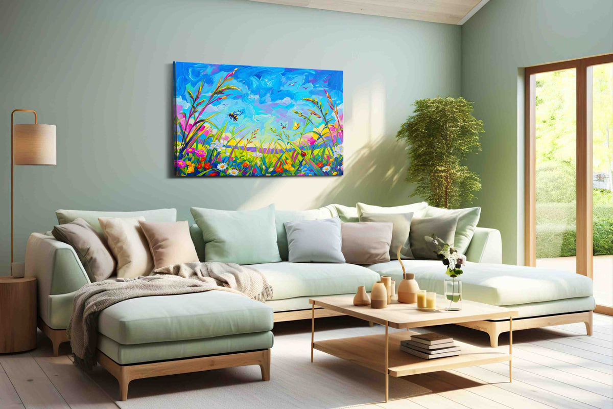 Skydance in Bloom spring canvas print, hanging on wall