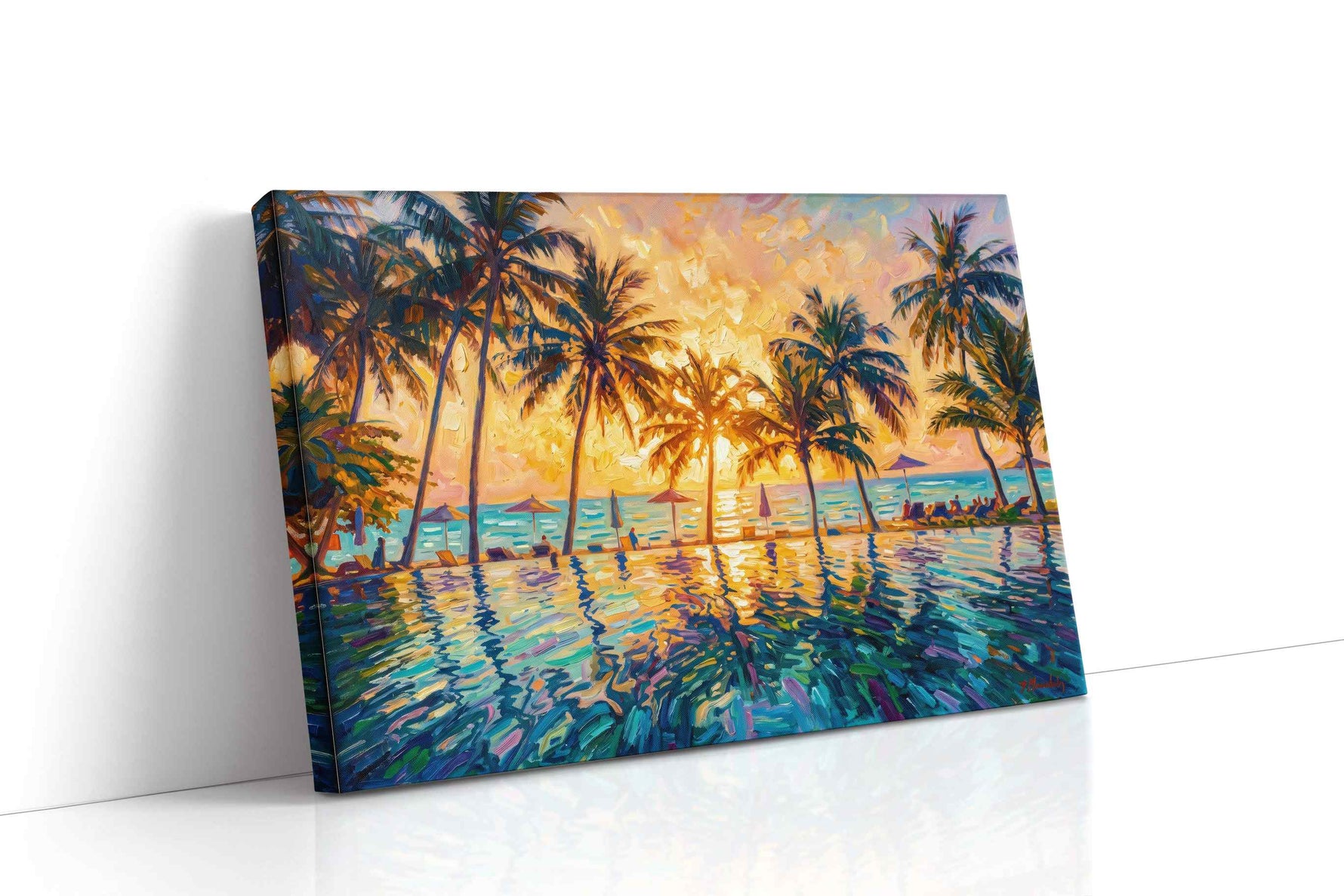 Ember Tide Palms III summer canvas print gallery-wrapped landscape canvas studio shot