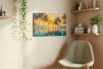 Ember Tide Palms III summer canvas print in a living room scene