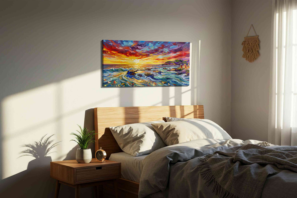 Ember Tide Reverie IV summer canvas print, displayed in a bedroom