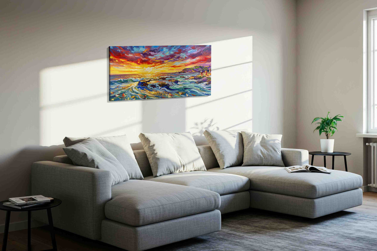 Ember Tide Reverie IV summer canvas print in a living room scene