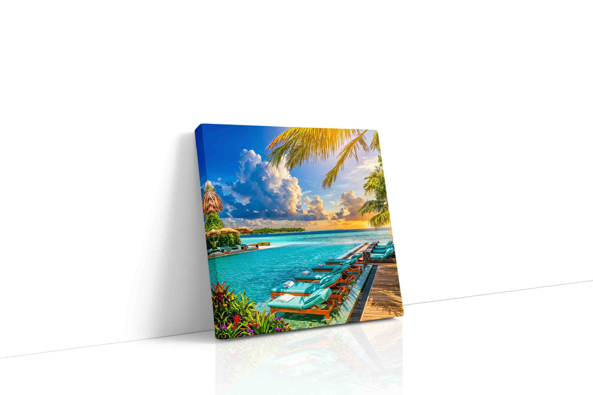 Turquoise Reverie at Sundown summer canvas print gallery-wrapped square canvas studio shot