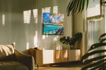 Turquoise Reverie at Sundown summer canvas print in a hung canvas mockup