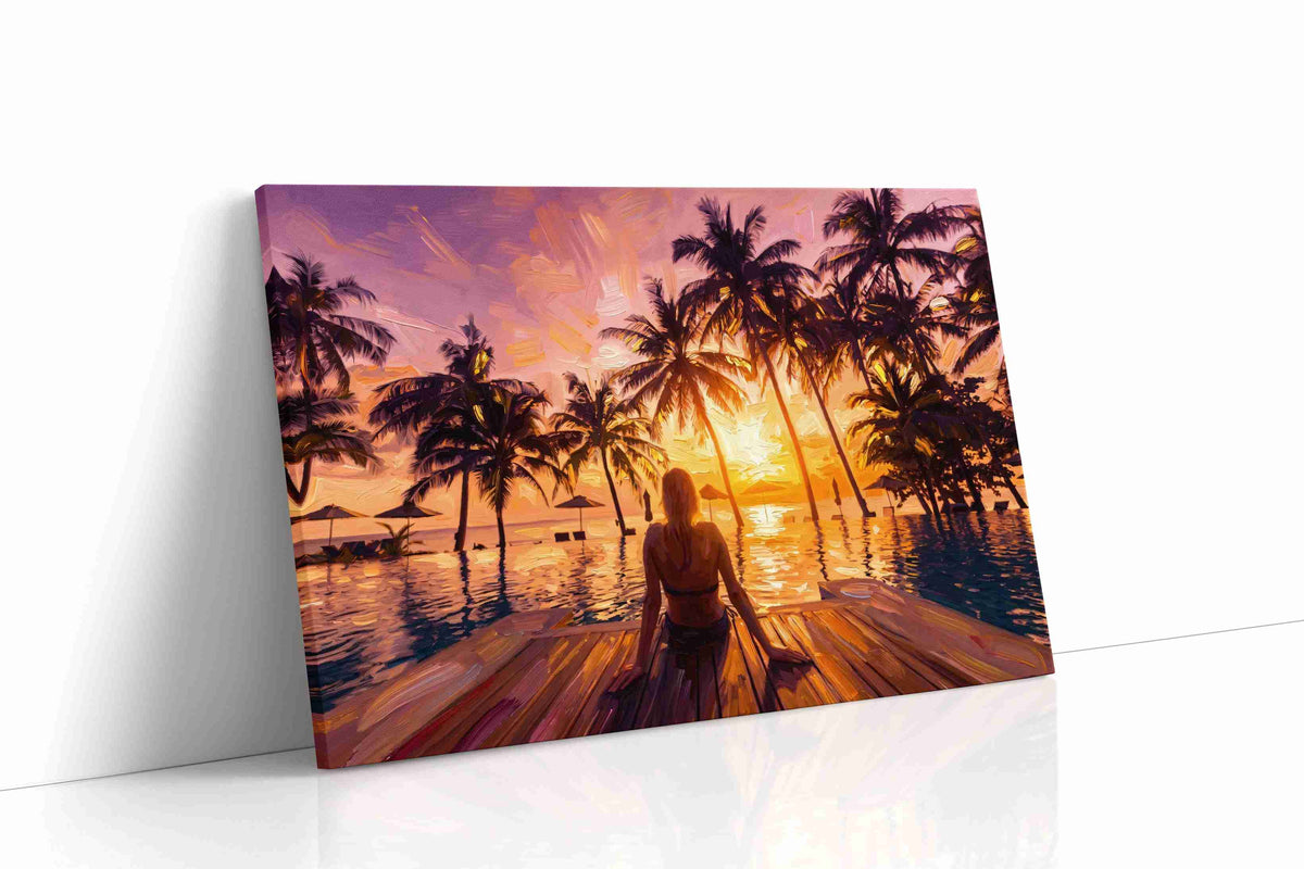 Where the Palms Burn Gold summer canvas print gallery-wrapped landscape canvas studio shot