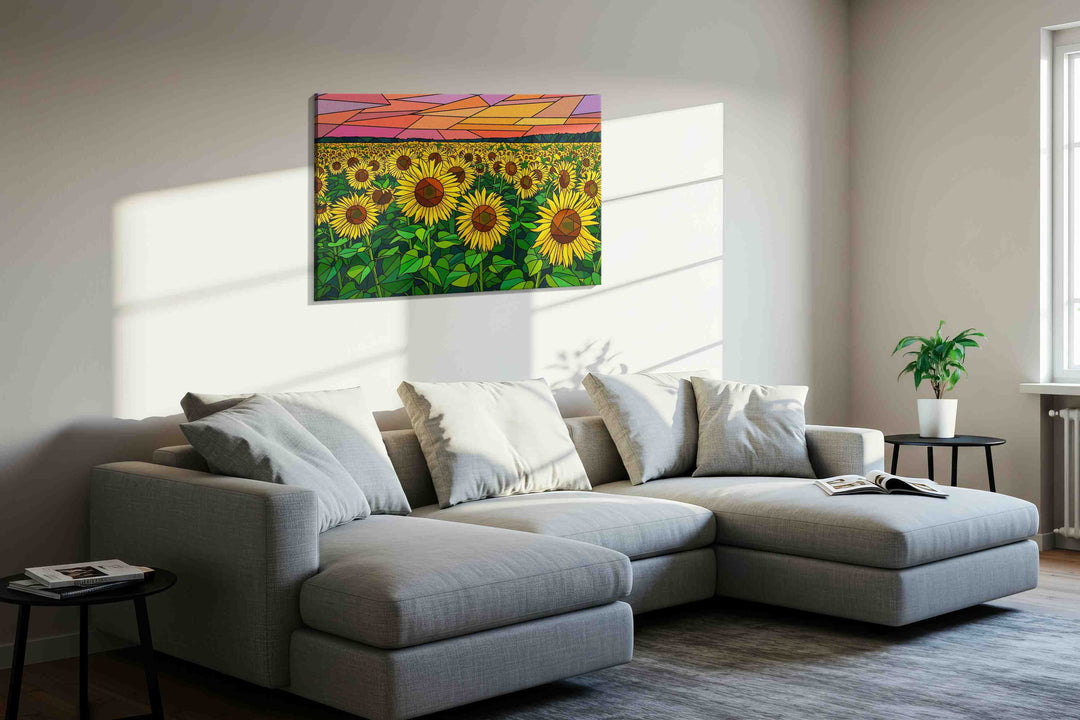 Stained Sky Sunflower Reverie - Sunflower Wall Art, Floral Canvas Print, Flower Decor