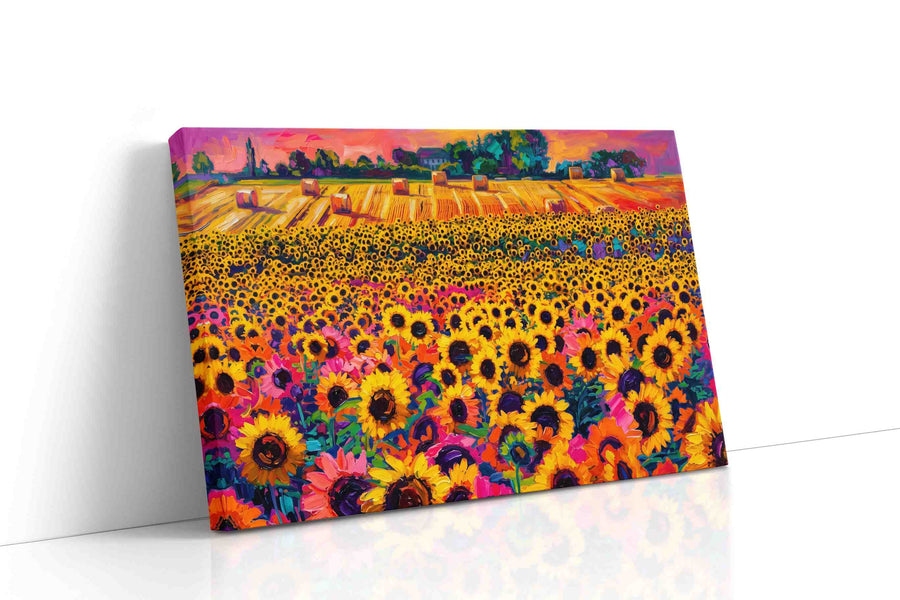 Sunfire Harvest Bloom sunflowers canvas print gallery-wrapped landscape canvas studio shot
