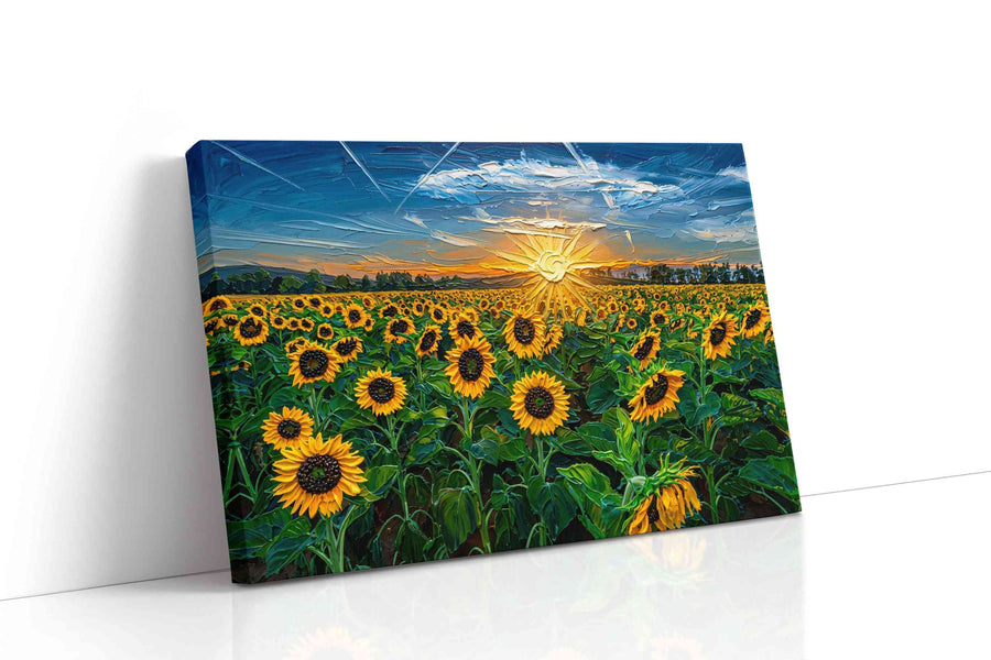 Sunfire Over Golden Bloom sunflowers canvas print, gallery-wrapped, ready to hang