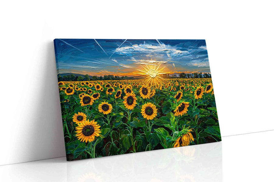 Sunfire Over Golden Bloom sunflowers canvas print gallery-wrapped landscape canvas studio shot