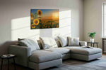 Where Sunflowers Keep the Light sunflowers canvas print styled in a living room