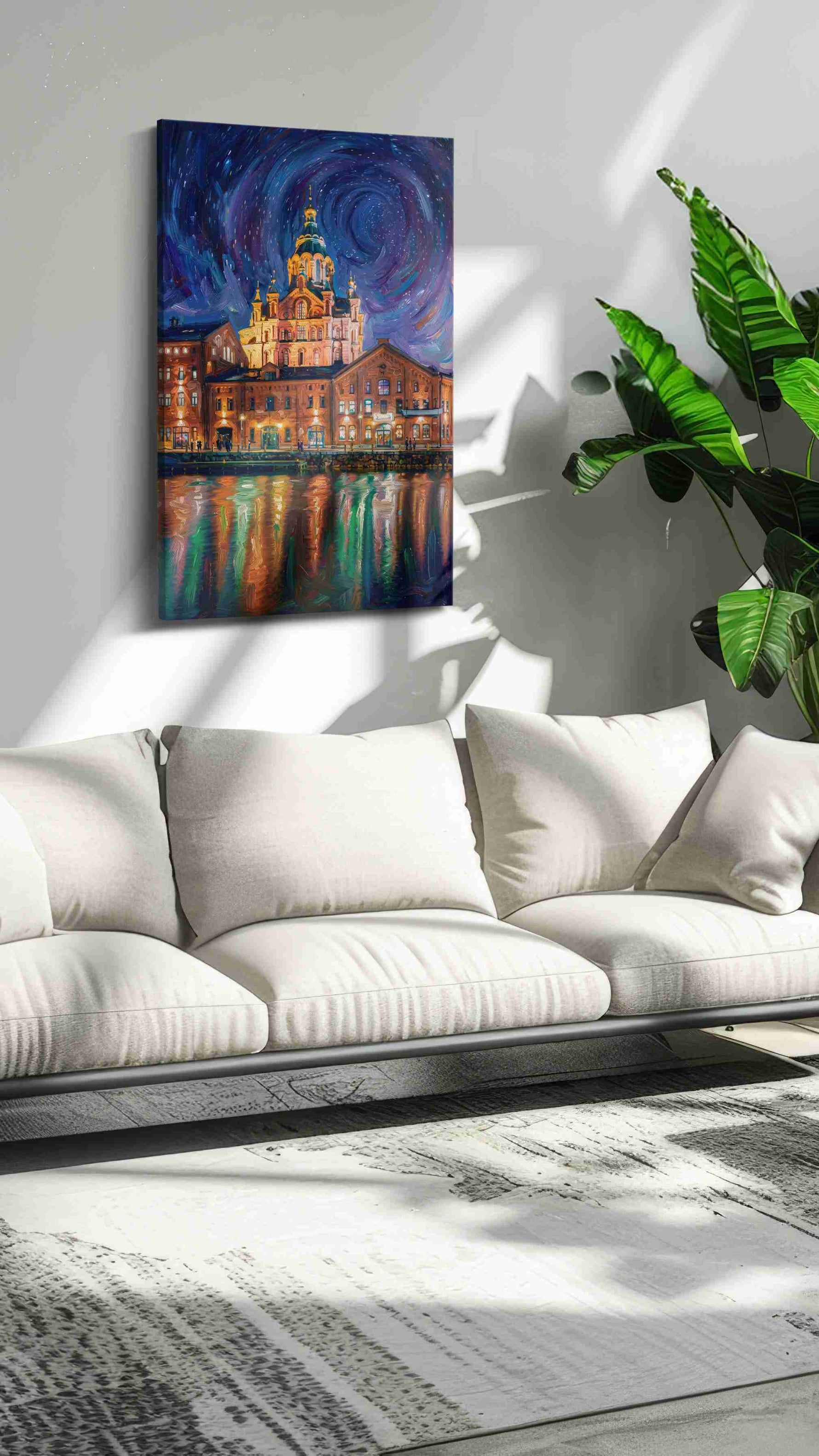 Cathedral Beneath the Velvet Whirl urban canvas print, hanging on wall