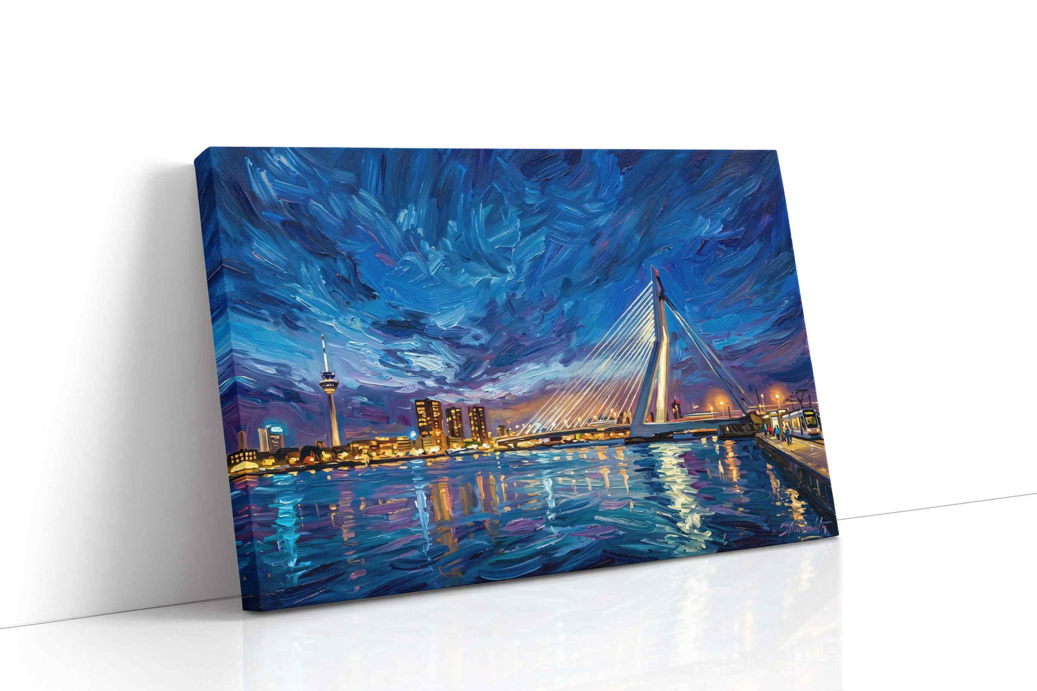 Cobalt Symphony Over Erasmus urban canvas print, gallery-wrapped, ready to hang