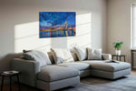 Cobalt Symphony Over Erasmus - Urban Wall Art, Cityscape Canvas Print, Modern City Art