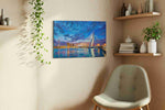 Cobalt Symphony Over Erasmus urban canvas print, hanging on wall — view 4