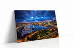 Electric Twilight Over False Creek urban canvas print gallery-wrapped canvas studio shot